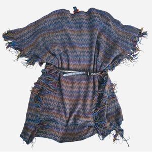 Authentic Missoni Multicolor Fringe Poncho Vibrant Knit Fabric